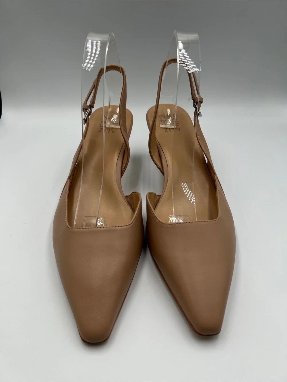 Naturalizer Dalary slingback pump heel leather shoe tan nude pointed toe new 12